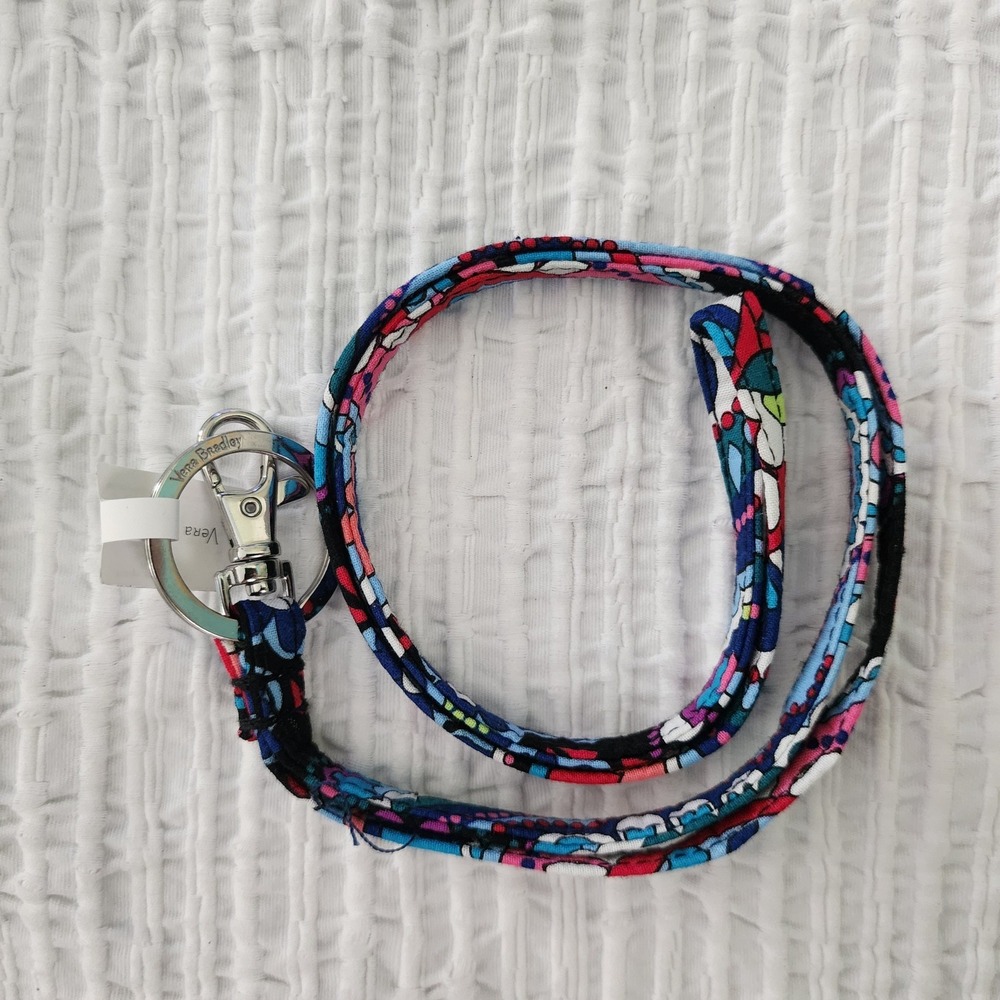 Vera Bradley Haymarket Paisley Lanyard Blue Pink Floral Key ID Holder 24166-R88